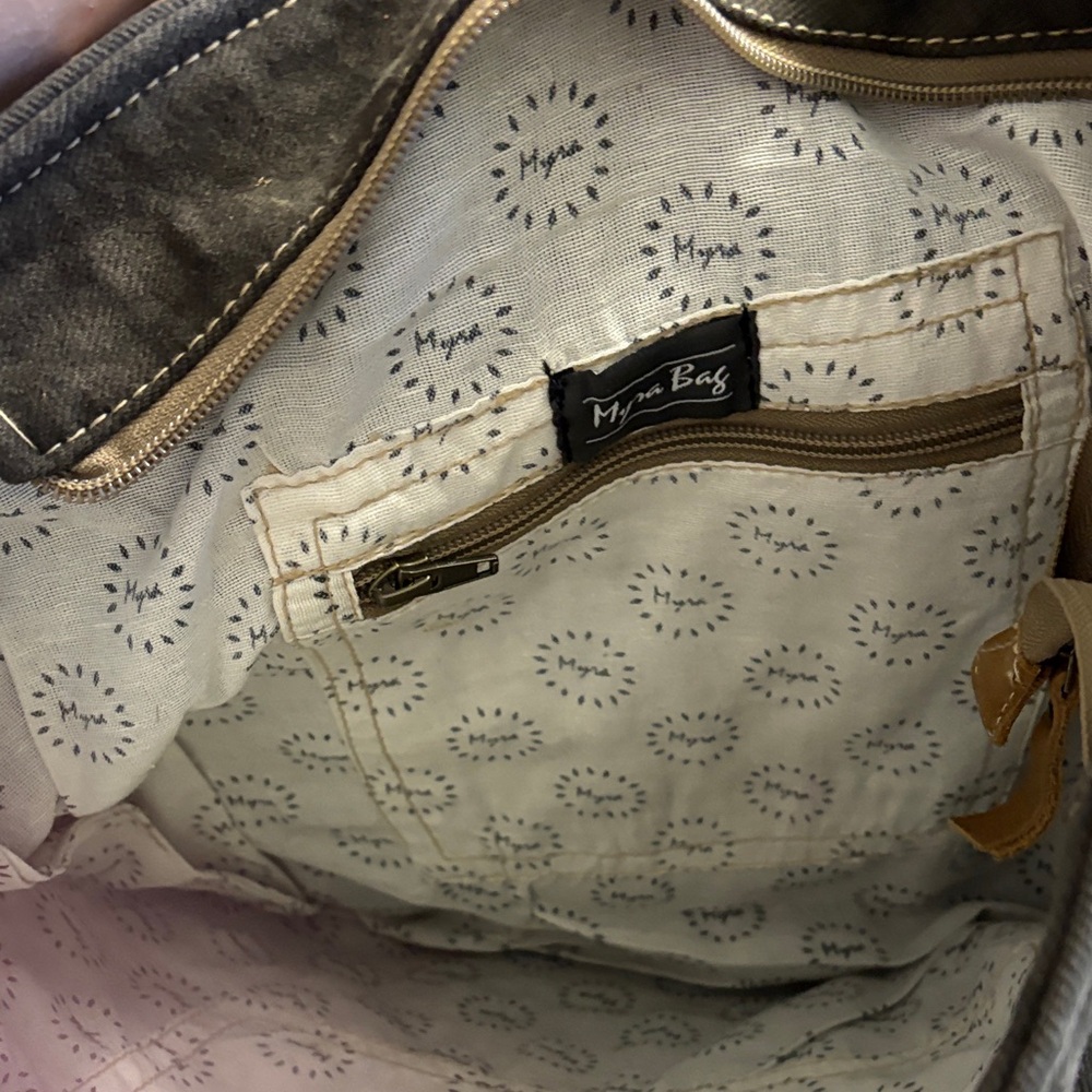 Myra Bag Brown and Tan Canvas Tote Bag - Picture 3 of 5